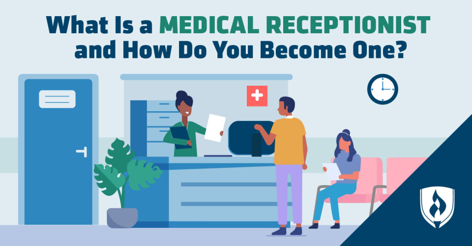 医疗接待员在服务台协助病人的插图