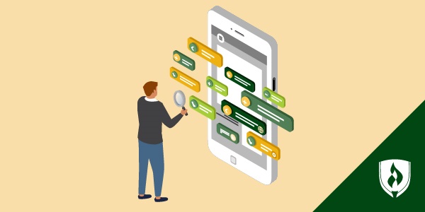 求职图标从电话里出来，代表求职建议