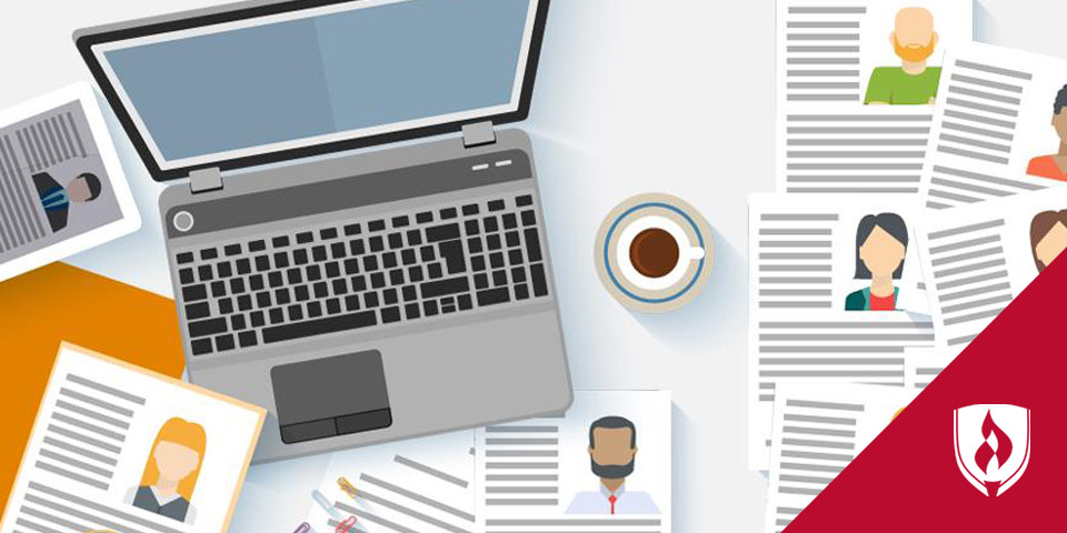 插图简历和电脑