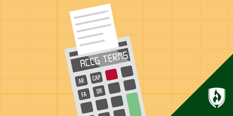 一个计算器的例证有会计首字母缩略词的在按钮。