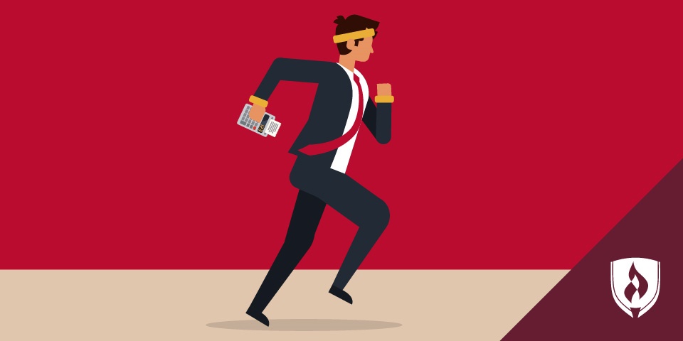 会计师培训与汗带和手中的计算器运行