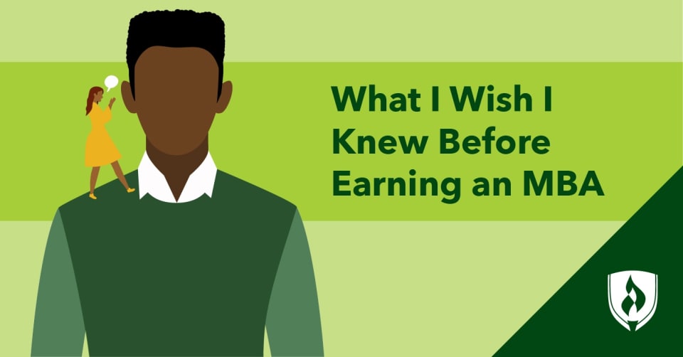 illustration of a miniature woman on a man's shoulder whispering advice in a man's ear
