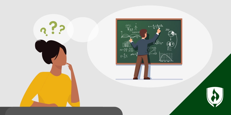 想象商业教授的企业studnet的例证在黑板的事务的教授数学