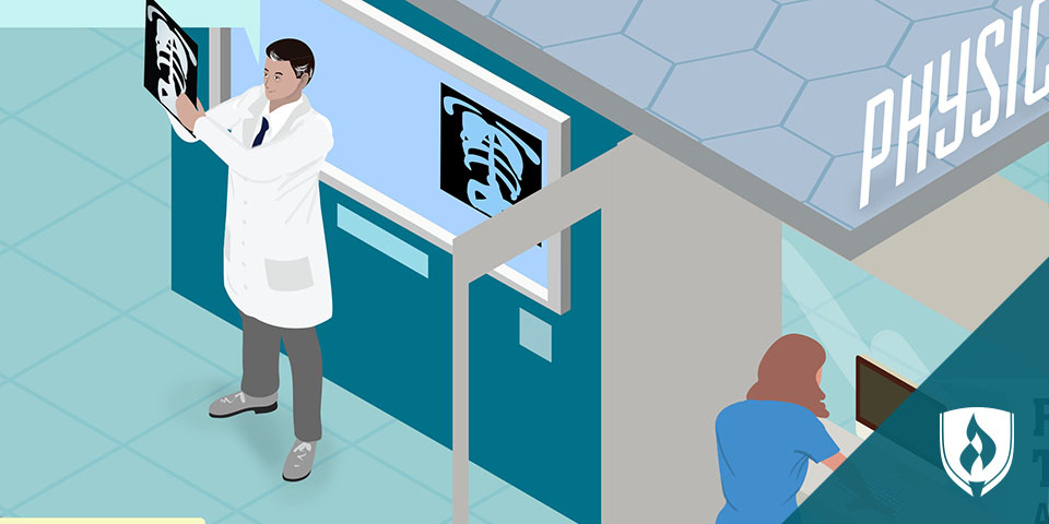 看X-射线的被说明的医生