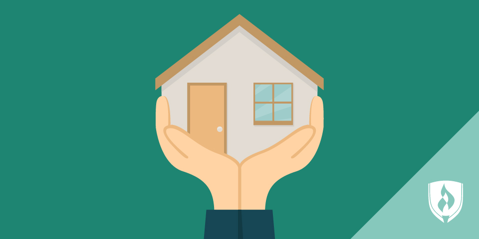 拿着家的手的例证