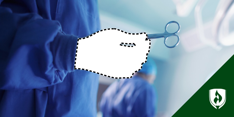 image of a surgical technologist in an OR with dotted lines illustrating how to become a surgical technolgoist