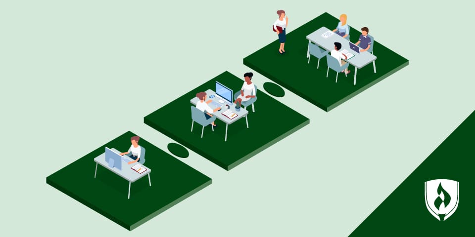 健康信息专业的插图工作从从入门级别的不同的设置工作，到经理和更高级别的位置