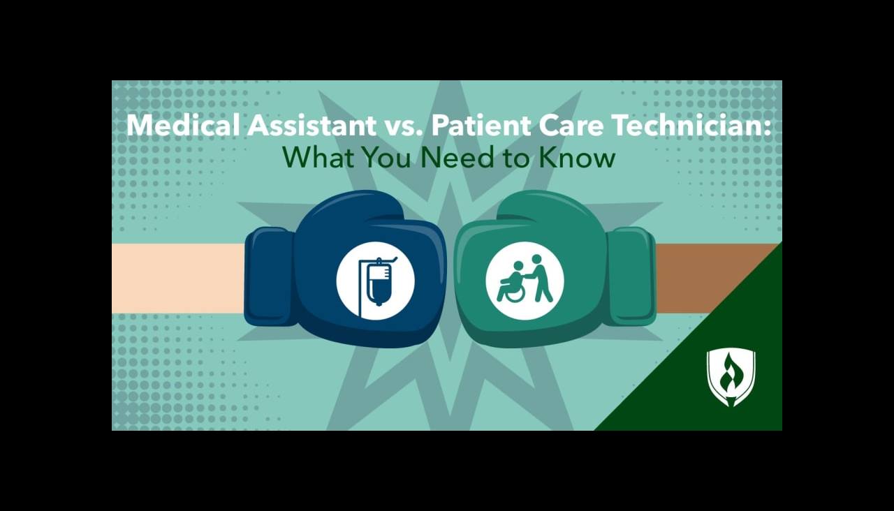 两只拳击手套的插图，另一只手套上有一个医疗助理图标和一个病人技术图标