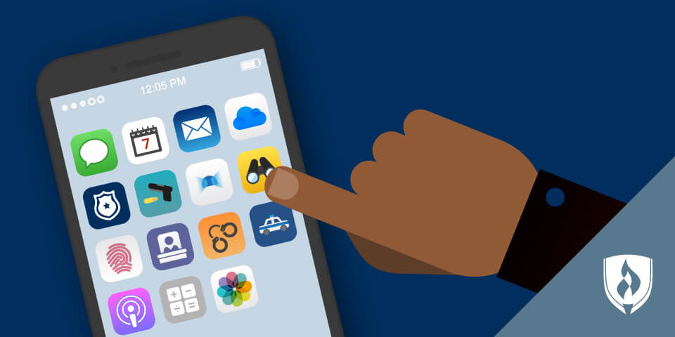 illustrated hand using police app on phone