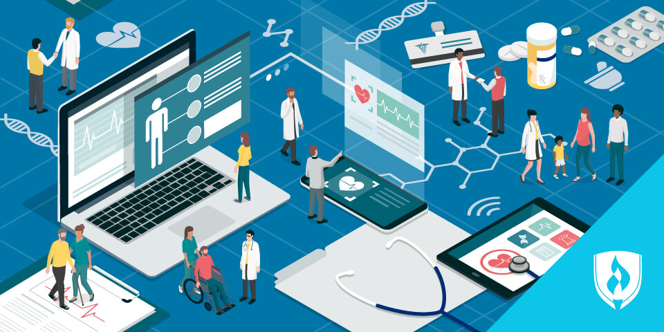 在医疗领域使用不​​同技术的插图的人