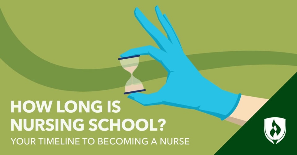 A nurse's hand with a disposable glove holding an hourglass