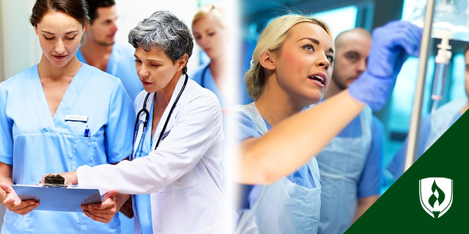 在不同设置中的护士分开面板摄影