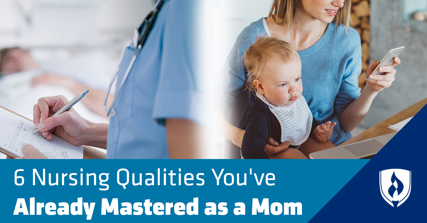 护士和母亲都在工作的分裂图像