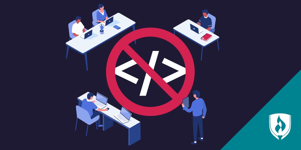 研究有没有代码的膝上型计算机的IT专业人员的例证签字它