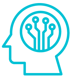 脑袋上有电路的图标。