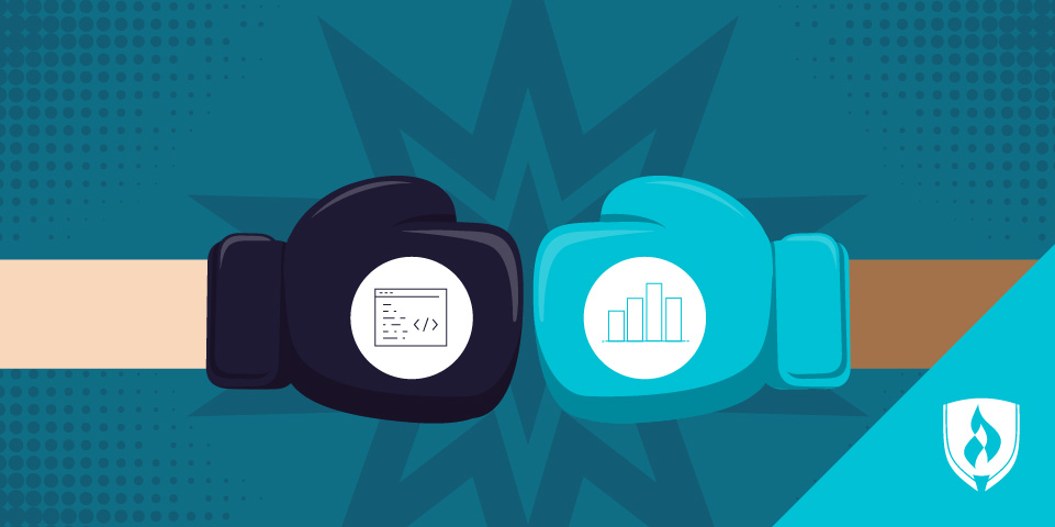 带计算机科学和数据科学图标的插件手套