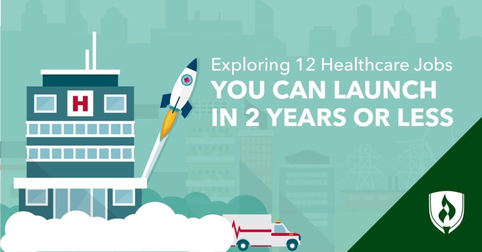 Illustration of a hospital with a rocket launching from it.